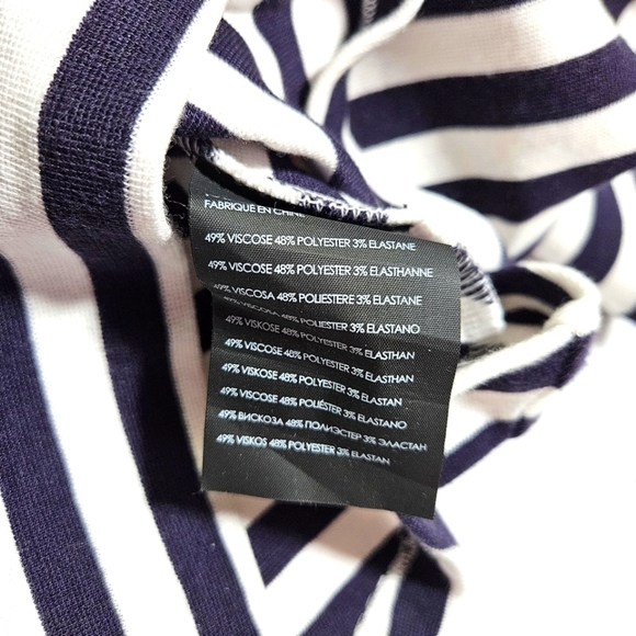 Club Monaco Women's One Shoulder Navy/White Striped Top Size M. - Picture 7 of 7